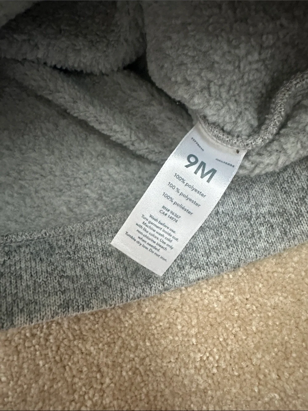 OshKosh B'gosh Gray Shawl Collar Sweater fleece inside 9 mo